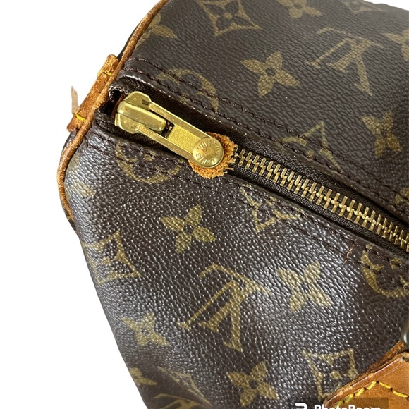 Vintage Authentic Monogram Louis Vuitton Brown Leather Speedy 35 Handbag Purse - Picture 7 of 14